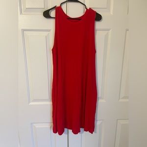 Red Sleeveless T-shirt Dress